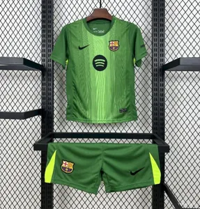 25-26 Kids Barcelona Goalkeeper Green Kit Youth Apparels Football AAAAJersey Dropship Yupoo