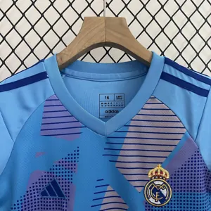 24-25 Real Madrid Goalkeeper Kid Kits Blue Youth Apparels AAAAJersey Supplier Yupoo 2