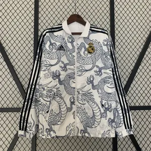 23-24 Real Madrid Reversible Dragon Windbreaker White 5