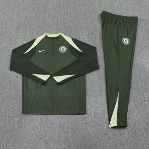 25-26 Chelsea Army Green Training Kits Long Football Tracksuits 1