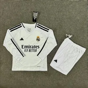 24-25 Real Madrid Home Kid Kits Long Sleeve Youth Apparels AAAAJersey Supplier Yupoo