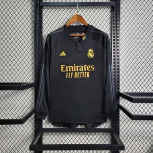 23-24 Real Madrid Third Kit Long Sleeve Black Shirt Soccer Jerseys Yupoo