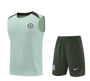 25-26 Chelsea Light Green Training Kits Football Vest Suits