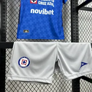 25-26 Cruz Azul Home Kid Kits Youth Apparels Soccer AAAAJersey Supplier Yupoo 2
