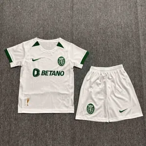 24-25 Sporting CP Away Kid Kits Youth Apparels AAAAJersey Wholesale Yupoo-1