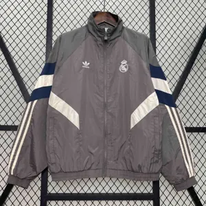 24-25 Real Madrid Grey Windbreaker Jacket AAAAJersey Supplier Yupoo