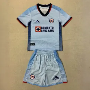 23-24 Cruz Azul Away Kids Kit Children Suits Soccer Jerseys Yupoo