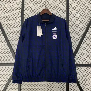 23-24 Real Madrid Trench Coat Reversible Windbreaker Navy 14