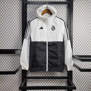 23-24 Real Madrid White and Black Windbreaker Jacket Football Replicas Yupoo