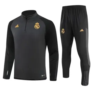 23-24 Real Madrid Long Sleeve Kits Black Training Suit Football Jerseys Yupoo