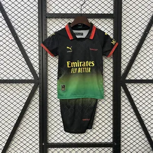 25-26 AC Milan x OFFWHITE Fourth Black Kid Kits Youth Apparels AAAAJersey Dropship Yupoo