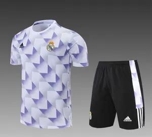 22-23 Real Madrid training suit short sleeve kit white and blue colorblock
