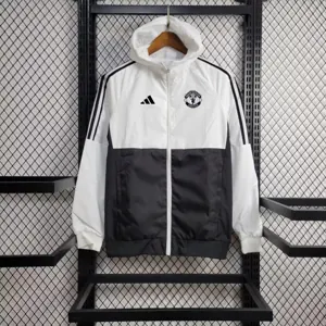 2024 Manchester United White and Black Windbreaker Jacket Football Replicas Yupoo