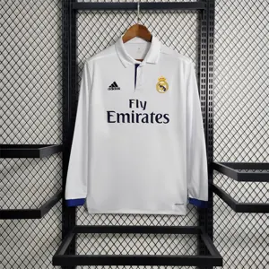 16-17 Retro Real Madrid home Long Sleeve Size S-XXL Soccer Jersey