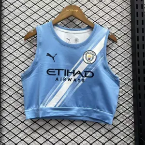 25-26 Manchester City Home Women Yoga Vest Kit Soccer T-Shirt AAAAJersey Supply Yupoo