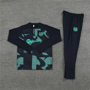 23-24 Barcelona Adults And Kids Training Suits Black&Green Tracksuits Jerseys World Yupoo 1