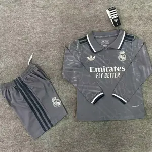 24-25 Real Madrid Third Long Sleeve Kid Kits Youth Apparels Soccer AAAAJersey Yupoo