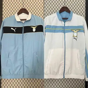 23-24 Lazio Blue and White Reversible Windbreaker Double-Sides Jacket Football Replicas