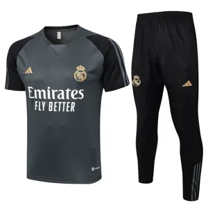 23-24 Real Madrid Grey Tracksuit Short Sleeve Training Suits Jerseys World Yupoo