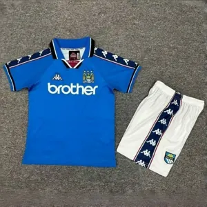 97-98 Manchester City Home Retro Kid Kits Youth Apparels Football AAAAJersey Yupoo