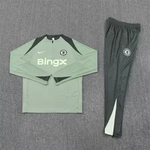 25-26 Chelsea Light Green Training Kits Long Football Tracksuits 1