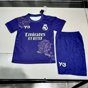 24-25 Real Madrid Y3 Kid Kits Purple Children Sets Football AAAAJersey Yupoo 1