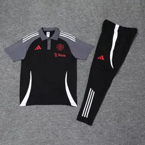 25-26 Manchester United Black POLO Training Kits Football Tracksuits 2