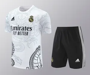 24-25 Real Madrid White Dragon Training Kits(Top+Shorts) Football Replicas Yupoo 2