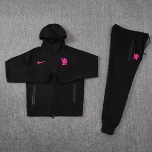24-25 Chelsea Black Hoodie Tracksuit Long Jacket Suits 1