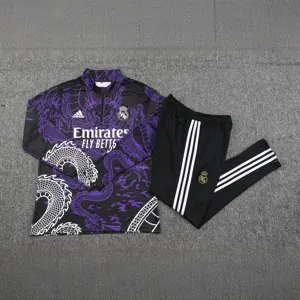 23-24 Real Madrid Purple Training Suit Long Sleeve Sweat Kits Best Jerseys Yupoo 1