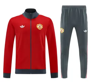 25-26 Manchester United Tracksuit Red Long Jacket Suits
