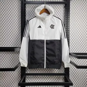 23-24 Flamengo White and Black Windbreaker Jacket Football Replicas Yupoo