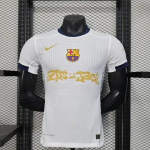 25-26 Barcelona x Travis Scott Edition été Kit Player Version White Shirt AAAAJersey Supply Yup