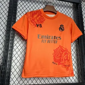 24-25 Real Madrid Y3 Kid Kits Orange Children Sets Football AAAAJersey Yupoo 3