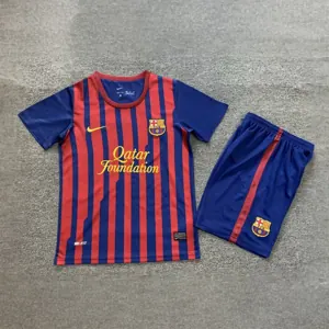11-12 Barcelona Home Retro Kids Kits Children Shirt Football Jerseys Yupoo