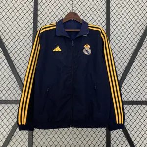 23-24 Real Madrid Trench Coat Reversible Windbreaker Navy 11