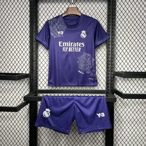 24-25 Real Madrid Y3 Kid Kits Purple Children Sets Football AAAAJersey Yupoo