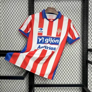 01-02 Sporting de Gijón Home Retro Kit Vintage Shirt AAAAJersey Supplier Yupoo