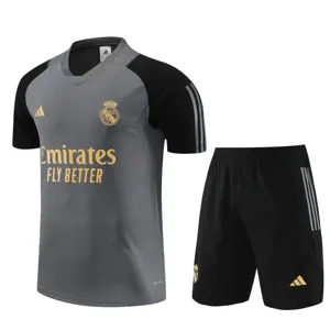 23-24 Real Madrid Traning Suits Grey Short Kits Soccer Jerseys Yupoo