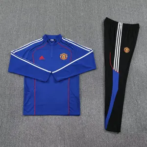 25-26 Manchester United Blue Training Kits Long Football Tracksuits 1