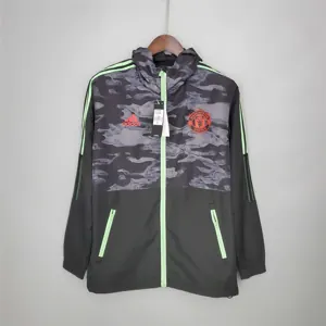21-22 Manchester United Black and Grey Camouflage Windbreaker