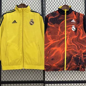 24-25 Real Madrid Yellow&Red Trench Coat Reversible Windbreaker Double-Sides Jacket AAAAJersey