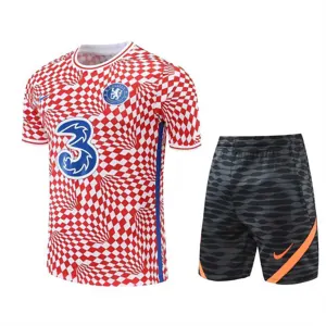 22-23 Chelsea Training Suit Short Sleeve Kit Red and White
