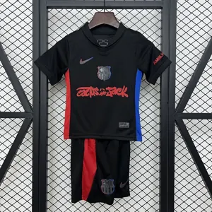 25-26 Barcelona x Travis Scott Away Kid Kits Youth Apparels AAAAJersey Wholesale Yupoo