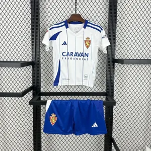 24-25 Real Zaragoza Home Kid Kits Youth Apparels Soccer AAAAJersey Yupoo