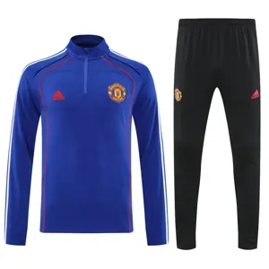 25-26 Manchester United Blue Training Kits Long Football Tracksuits