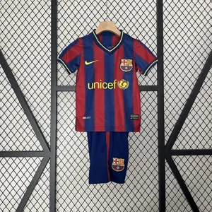 09-10 Barcelona Home Retro Kids Kits Children Shirt Football Jerseys Yupoo