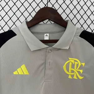 2024 Flamengo Training Gray Polo Shirt Jersey Supplier Yupoo 3