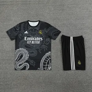 24-25 Real Madrid Dragon Black Training Kits(Top+Shorts) Football Replicas Yupoo 3