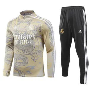 23-24 Real Madrid Long Sleeve Kits Yellow Dragon Special Training Suits Soccer Jerseys Yupoo